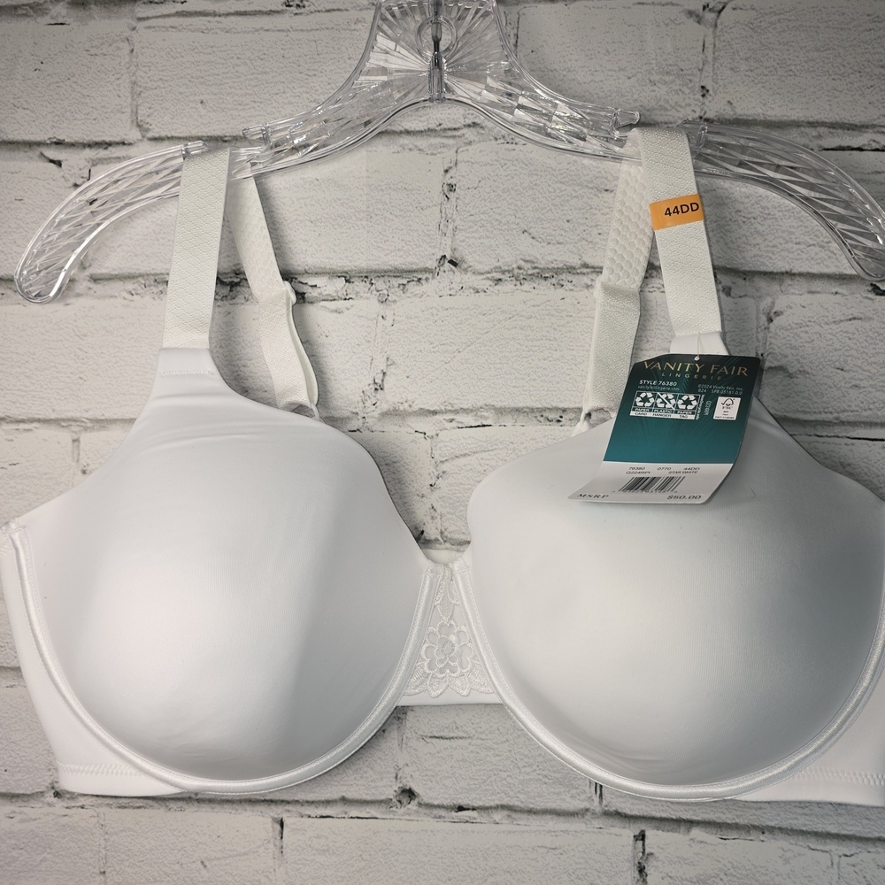 VANITY FAIR FULL FIGURE BEAUTY BACK SMOOTHING UNDERWIRE BRA WHITE NWT 44DD